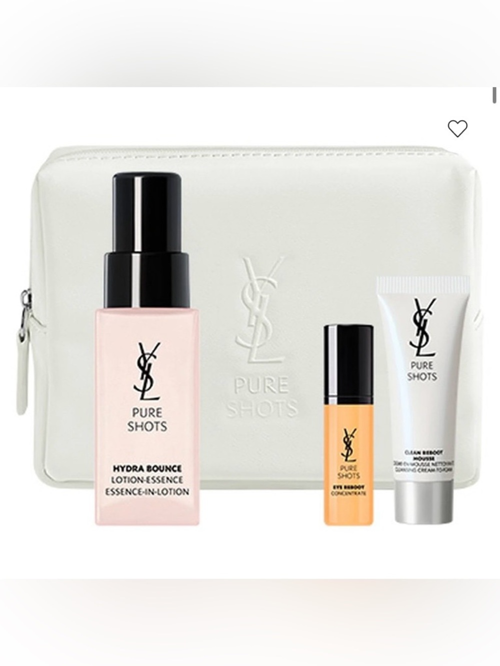 Yves Saint Laurent Pure Shots Makeup Pouch and Hydration Trio in White and Peach